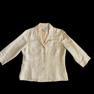 Emma James Women's 12 Linen Blend Career Blazer Jacket Soft Yellow Lined Coat